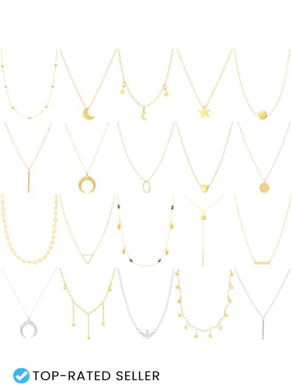 Gold Silver Plated Chokers Necklace Set Women Dainty Trendy Pendant Chain 20PCS